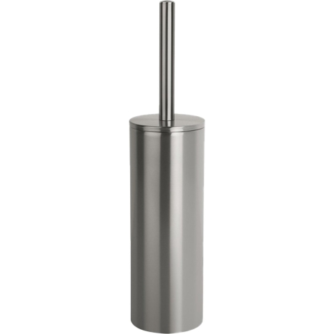 Luxe Toiletborstel in houder Cannes - zilver - metaal - 40 x 9 cm - met binnenbak -