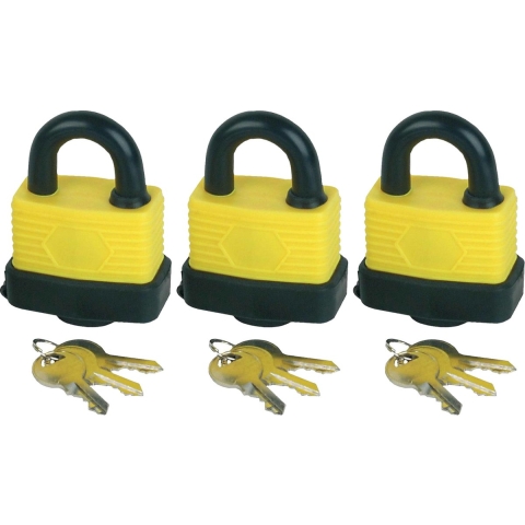 Hangslot met 3 sleutels - 3x - 50 mm - messing - waterdicht - kofferslot -