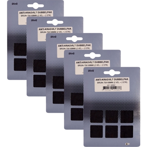 Anti-krasvilt - 10x - bruin - 75 x 100 mm - rechthoek - zelfklevend - meubel beschermvilt -