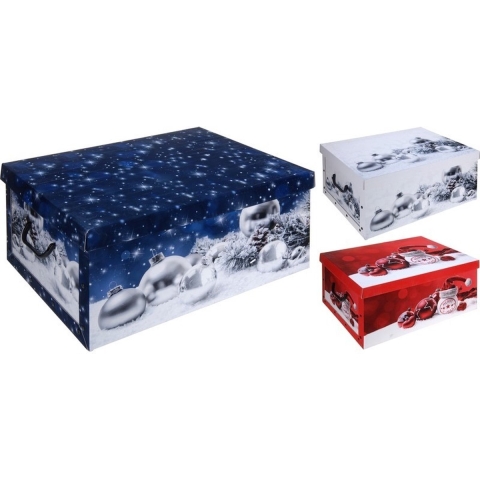 Pakket van 3x stuks witte kerstballen/kerstversiering opbergbox 51 cm -