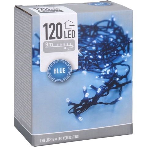 2x stuks kerstverlichting/feestverlichting lichtsnoeren 120 blauwe leds 900 cm -