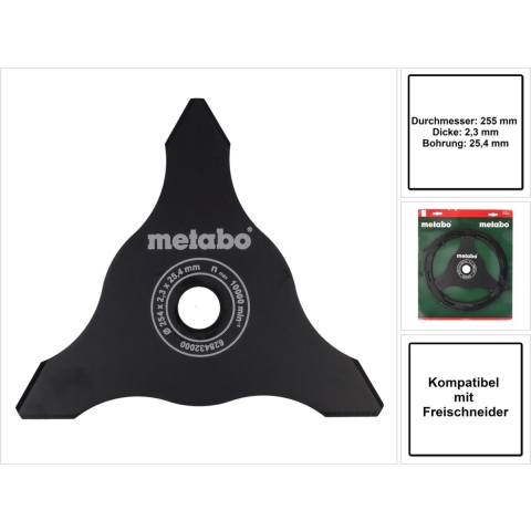 Metabo 628432000 Maaimes Voor Struikgewas 3-vleugelig - 255 X 2.3 X 25.4 Mm