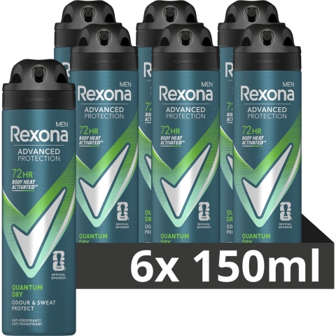 Rexona Rexona Deospray Men - Quantum Dry 150 ml. NL/FR 6 x Voordeelpak