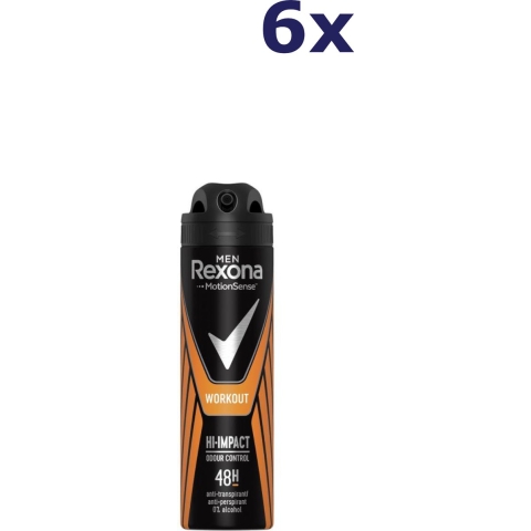 Rexona Rexona Deospray Men - Workout HI-Impact 150 ml. NL/FR 6 x Voordeelpak