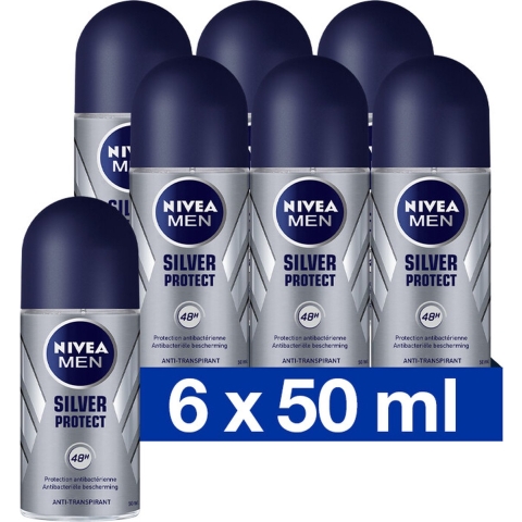 Nivea Nivea Deo Roll-on Men - Silver Protect 50 ml. 6 x Voordeelpak
