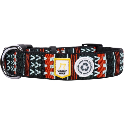 WOOLLY WOLF Hondenhalsband Explorer, groen-oranje-munt, Maat: M