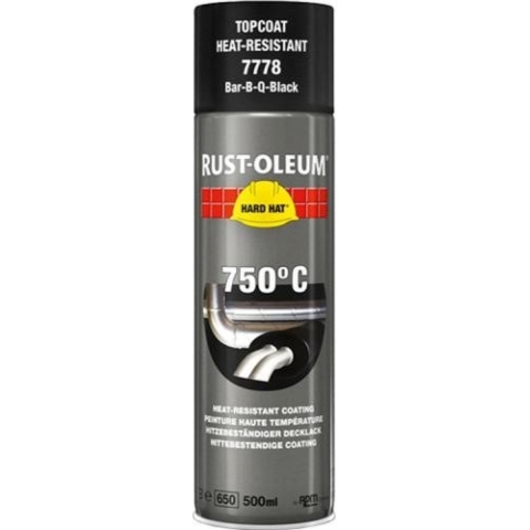 Rust-Oleum Hard Hat Hittebestendig Spuitbus - Zwart - 0,5L