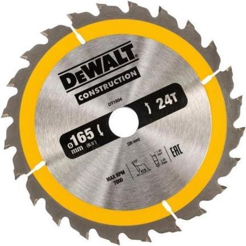 DeWALT DT1934 Cirkelzaagblad - 165 X 20 X 24T - Hout