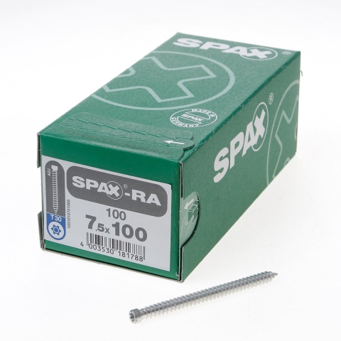 SPAX-Ra 1031010751005 Kozijnschroef - T-STAR Plus T30 - 7.5 X 100mm - Cilinderkop - Voldraad - WIROX (100st)