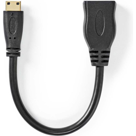High Speed ​​HDMI-Kabel met Ethernet - HDMI Mini-Connector - HDMI Output - 4K@30Hz - 10.2 Gbps - 0.20 m - Rond - PVC - Zwart - Polybag