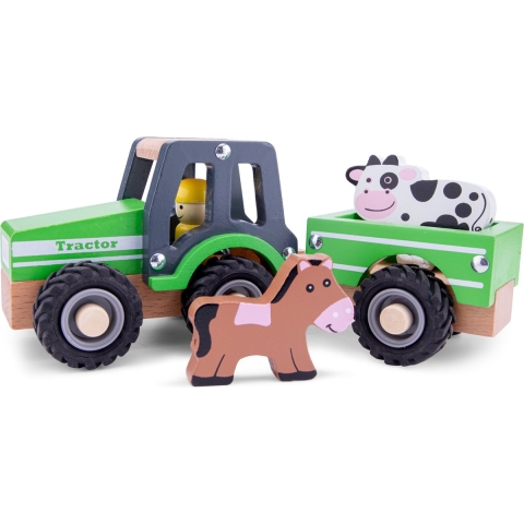 New Classic Toys Tractor groen met aanhanger en dieren