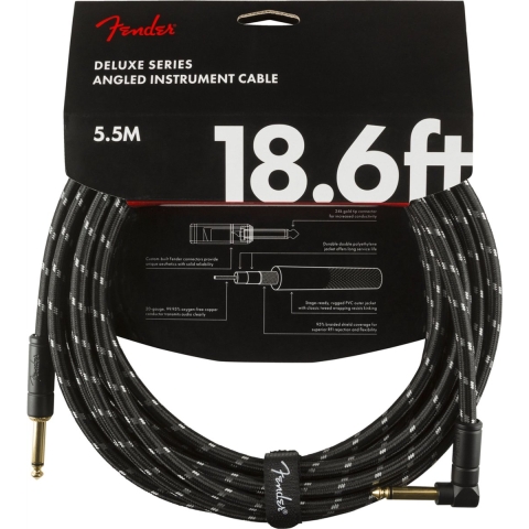Fender Instrumentkabel Deluxe Black Tweed, Jack-Jack Haaks, 5.5m