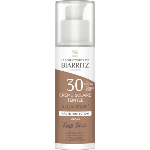 Laboratoires de Biarritz Alga Maris Getinte Zonnecrème Gezicht SPF30 Gouden Tint Bio | 50 ml
