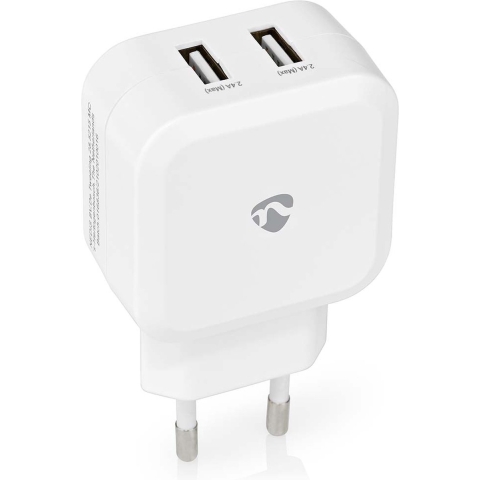 Nedis Oplader | Snellaad functie | 2x 2.4 A | 1 stuks - WCHAU484AWT WCHAU484AWT