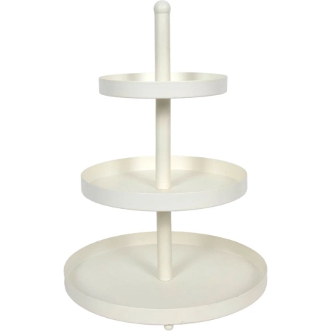 Cookinglife Etagère metaal wit ø 15, 20 & 25 cm - 3-laags - 35 cm hoog
