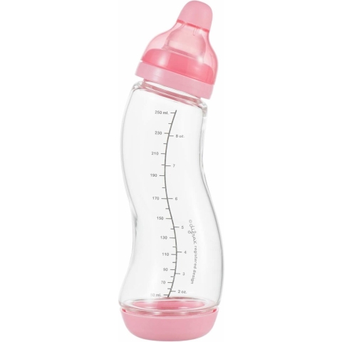 Difrax S-Babyfles Natural 250 ml Glas Roze | 1 stuk