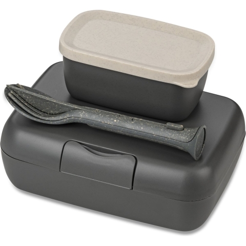 Koziol Lunchbox met Bestekset Candy Grijs