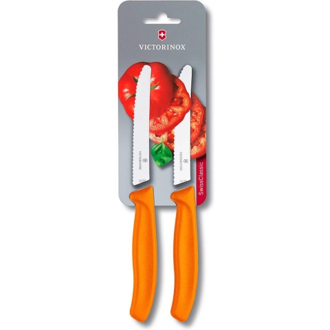 Victorinox Tomaten- / Worstmes Swiss Classic - Oranje - 11 cm - 2 stuks