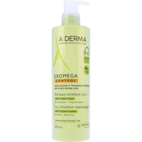 A-Derma Exomega Control Emolliërende Reinigingsgel 2 in 1 | 500 ml
