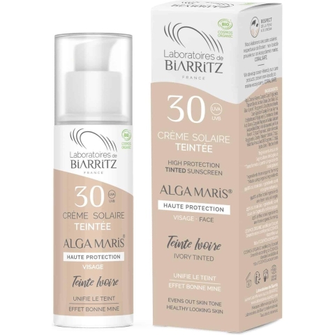 Laboratoires de Biarritz Alga Maris Getinte Zonnecrème Gezicht SPF30 Ivoortint | 50 ml