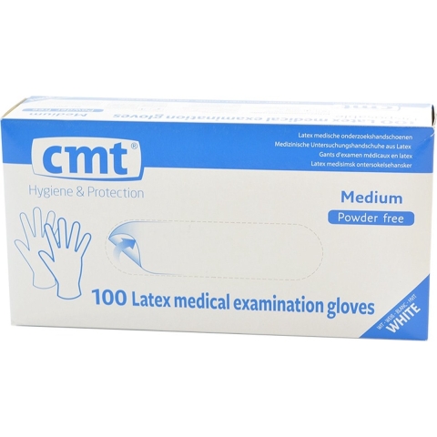 CMT Latex Handschoenen Poedervrij Wit Medium | 100 stuks