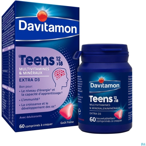 Davitamon Teens 12>18 Fraise | 60 comprimés à croquer