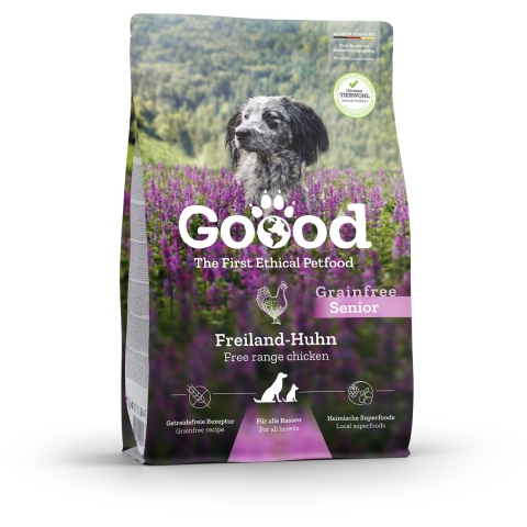 Goood Graanvrij hondenvoer Senior Vrije uitloop Kip&Duurzame Forel 1,8 kg