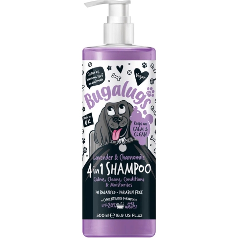 Bugalugs 4 in 1 Lavender&Chamomile Dog Shampoo  Bottle with Pump 500 ml