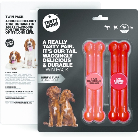 Tasty Bone Twinpack Surf'N'Turf BBQ Prawn&T-Bone Steak Small