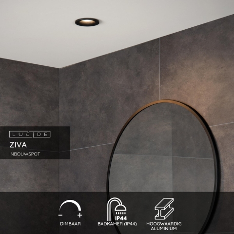 Lucide Ziva SpotØ8,5 Badkamer IP44 Zwart