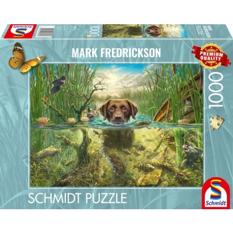 Chocolate labrador swimming, 1000 stukjes - Puzzel