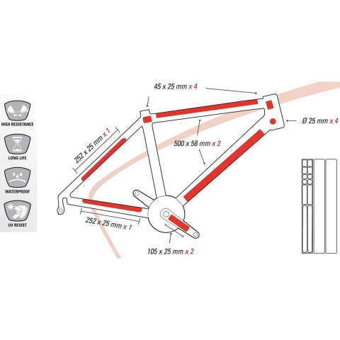 ZÉFAL Framebeschermer Skin Armor Set L frame, Fietsaccessoires