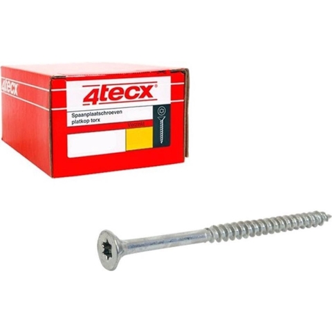 4tecx Platverzonkenkopschroef Torx Verzinkt 6x130 Deeldraad - VE=100 - 0229.01.50901