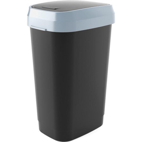 Kis Dual Swing Bin Prullenbak - 50L - 31x42x62cm - Zwart/Grijs