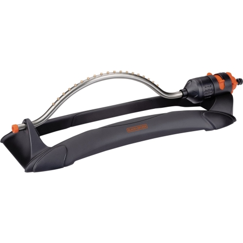 BLACK+DECKER Gazonsproeier - 19 Gaten - 58,5 x 19,5 x 10,5 CM - Zwenkende Tuinsproeier - Zwart/ Oranje