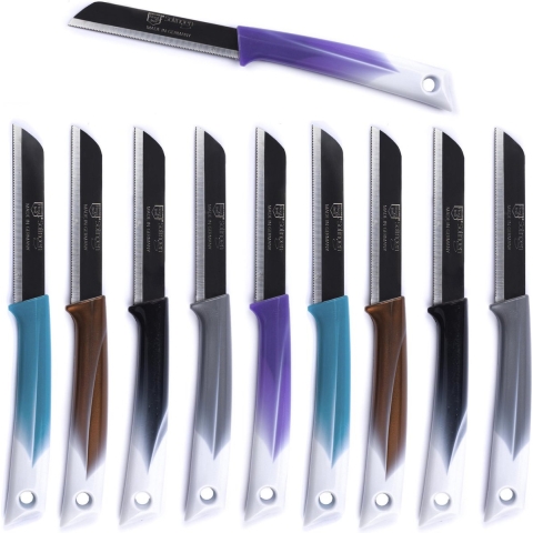 Solingen Kartelmes - Tomatenmes met Kartel - RVS - 19 cm met"Blade Cover"- Bi-Color Mix - 10 stuks