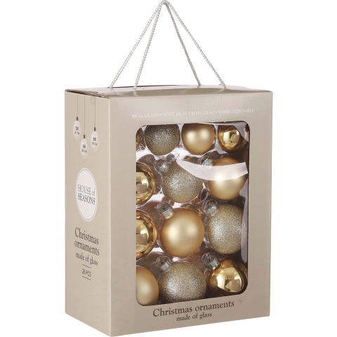 House of Seasons Kerstballen Set - 26 Stuks -Ø7 cm - Glas - Champagne