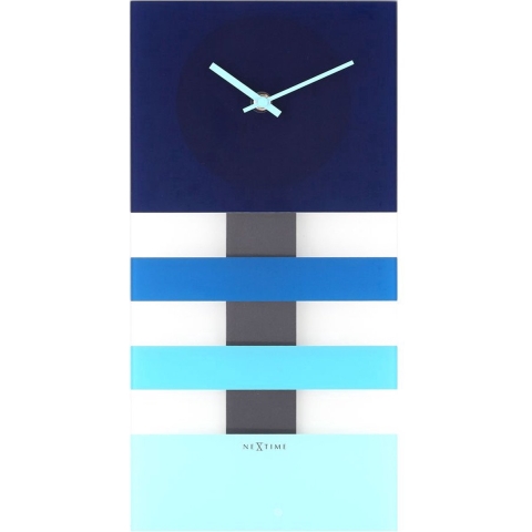 Nextime wandklok Bold Stripes glas - Kleur - Blauw