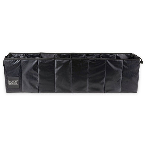 BLACK+DECKER Kofferbak Opbergbox - 110 x 30 x 30 CM - 5 Vakken - Opvouwbaar - Met Handvatten - Zwart