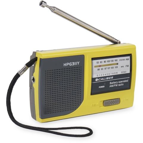 Caliber Noodradio - Radio op Batterijen - Kleine Draagbare Radio - Noodpakket - 72 uur Batterijcapaciteit - AM&FM Radio - Koptelefoonaansluiting (HPG311Y)