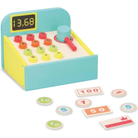 Marionette Wooden Toys Speelgoedkassa - Hout Speelgoed - Stimuleert de Zintuigen - 12 Stuks