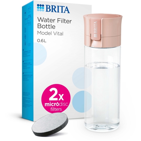 Brita VITAL Drinkfles 0,6L Abrikoos - Met 2 MicroDisc Filters, BPA-vrij