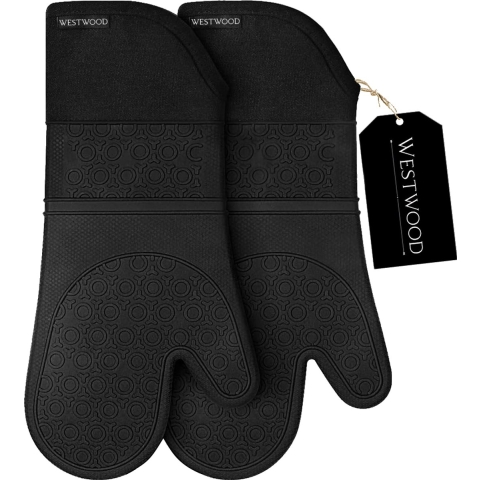 Westwood™ - Siliconen Ovenwanten - 2 Stuks - Ovenhandschoenen - Hittebestendig tot 250 °C - EN407 Gecertificeerd - Zwart