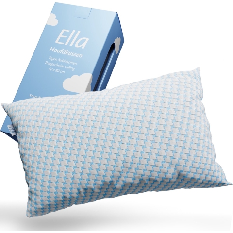 Ella® Hoofdkussen Nekklachten 40 x 80 cm - Bamboe kussen - Traagschuim / Memory Foam vulling - Ergonomisch en Orthopedisch - Inclusief kussensloop