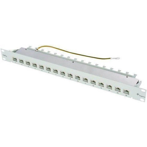 Telegärtner 100006996 16 poorten Netwerkpatchpaneel 483 mm (19) CAT 6A 1 HE Grijs Ingericht