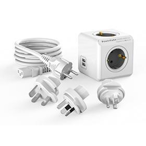 PowerCube ReWirable USB + 3x plug + IEC EU cable DE; GREY