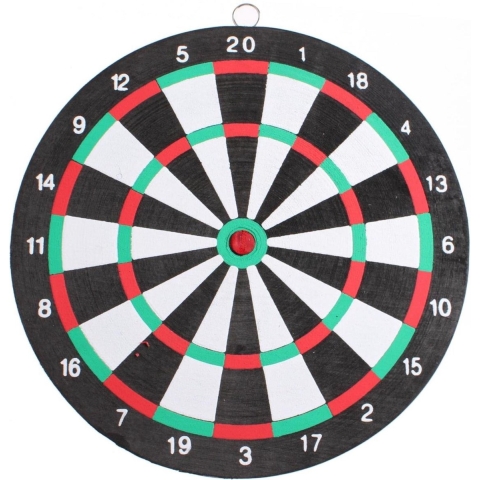 Lifetime Tweezijdig dartbord - 40,5 cm - Inclusief 6 darts - Zwart/wit ontwerp