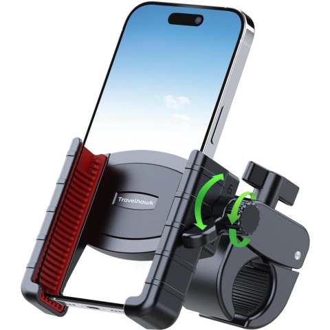 Travelhawk Telefoonhouder Fiets - Ook voor Motor/Scooter/Brommer - Fiets Telefoonhouder - Telefoonstandaard - Telefoon Statief - 360 graden rotatie– Universeel - Gsm Houder Fiets