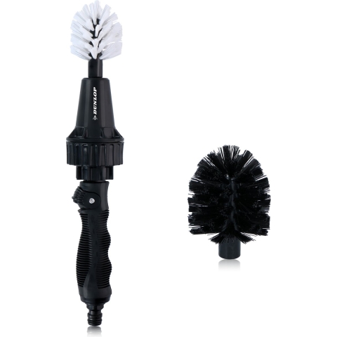 Dunlop Schoonmaakborstel - Velgenborstel - met Slangaansluiting 3/4"- Roterend - Stroomregelknop - 2 Borstels