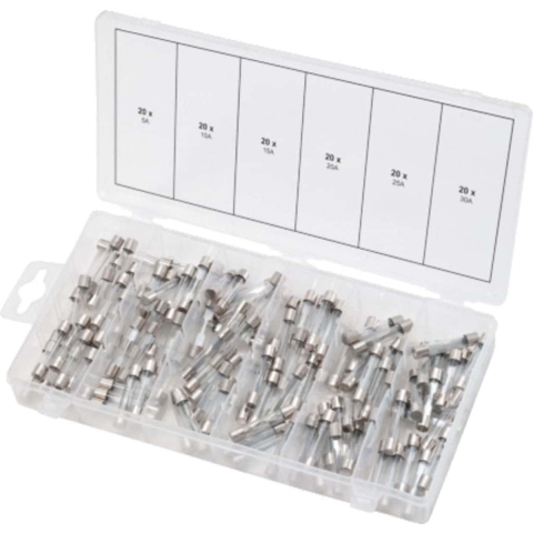 KS Tools 970.0270 970.0270 Buiszekering assortiment 5 A, 10 A, 15 A, 20 A, 25 A, 30 A Traag -T- Inhoud 120 onderdelen